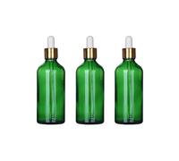 FSSTUD 3 Pcs 100 ml Green Glass Dropper Bottles Empty Essential Oil Bottles Refillable Sample Vials Lab Dropping Bottles Travel Perfume Bottle with Eye Droppers