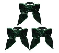 FSSTUD 3 Pcs Bow Napkin Holder Rings Christmas Table Napkin Rings Velvet Bowknot Napkin Rings Anniversary Dinner Napkin Holders Xmas Napkin Holder Buckle for Tableware Decoration Green
