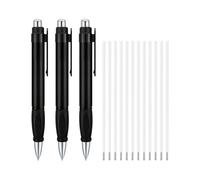 FSSTUD 3 Pcs Jumbo Ballpoint Pens Extra Large Retractable Pens Weighted Writing Pens Oversize Fine Point Pens Big Rollerball Pens with 12 Pcs Refills for Office Work