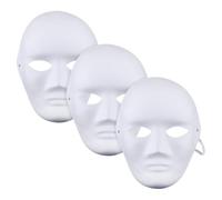 FSSTUD 3 Pcs Men White Paper Mache Masks DIY Full Face Masks Blank Paintable Masquerade Mask Halloween Mardi Gras Party Mask with Elastic Band for Artistic Projects