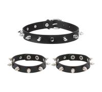 FSSTUD 3 Pcs PU Leather Goth Spiked Choker Adjustable Studded Bracelets Metal Spike Wristbands Punk Rock Choker Necklace Vintage Black Bracelet Cuffs 80s 90s Costume Accessories for Adults