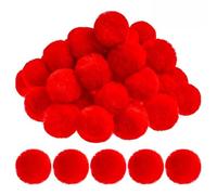 FSSTUD 30 Pcs 4cm Red Fuzzy Pom Poms Fluffy Pom Pom Balls Small Christmas Pom Poms Tiny Craft Pom Poms Soft Pom Pom Party Balls Pom Pom Decorations for Reindeer
