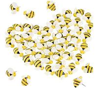 FSSTUD 30 Pcs Bee Shaped Push Pins Decorative Thumb Tacks Drawing Board Push Pins Whiteboard Corkboard Tacks Photo Maps Wall Pins for School Office Bee