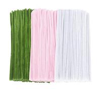 FSSTUD 300 Pcs 30cm x 6mm Soft DIY Pipe Cleaners Long Fuzzy Chenille Stems Craft Making Chenille Sticks Mixed Color Pipe Cleaners Craft Supplies White Light Pink Green