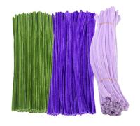 FSSTUD 300 Pcs 30cm x 6mm Soft DIY Pipe Cleaners Long Fuzzy Chenille Stems Craft Making Chenille Sticks Mixed Color Pipe Cleaners Craft Supplies Purple Light Purple Green