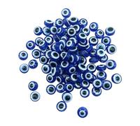 FSSTUD 300 Pcs 8mm Blue Evil Eye Beads Round Evil Eye Spacer Beads Resin Flat Eye Beads Handmade Craft Beads Necklace Eye Charm Beads for DIY Bracelets