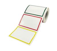 FSSTUD 300 Pcs 90 x 60mm Write On Name Tag Stickers Colored Adhesive Name Tags Blank Name Label Stickers Colorful Border Label Stickers Large Rectangular Sticker Tags for Home Office