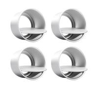 FSSTUD 4 Pcs 2 Inch Round Aluminum Alloy Cake Pans Small Circle Cake Tins Mini Silver Cheesecake Pans Removable Bottom Baking Moulds with Loose Base for Wedding Party