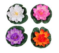 FSSTUD 4 Pcs Artificial Foam Lotus Water Lily Flower Artificial Floating Pond Plants Decor 17cm