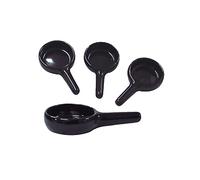 FSSTUD 4 Pcs Black Ceramic Candle Spoon Replacement Candle Stand Tealight Candle Holder Wax Warmer Spoon with Handle for Candle Incense