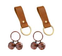 FSSTUD 4 Pcs Copper Dog Collar Bells Cat Collar Bell Charm Small Pet Tracking Bells Loud Puppy Training Bell Anti Lost Pet Pendant with 2 Pcs Leather Button Strap for Outdoor Safety Red Bronze