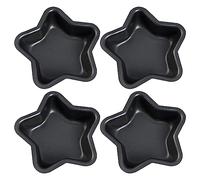 FSSTUD 4 Pcs Mini Pie Moulds Cake Baking Pans Bread Bakery Molds Cupcake Making Tin Cake Decoration Mould Party Favor Bakeware Tools for Birthday Wedding Anniversary Star Black
