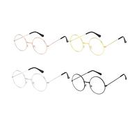 FSSTUD 4 Pcs Retro Round Eyeglasses Metal Frame Eyeglasses Clear Lens Glasses Non Prescription Eye Glasses Eyewear Spectacles for Women Men