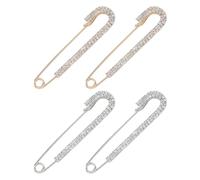 FSSTUD 4 Pcs Rhinestone Safety Brooch Pins Crystal Sweater Shawl Pins Shiny Jewelry Safety Pins Glitter Clothing Decorative Pins for Dresses Shirts
