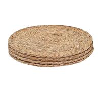 FSSTUD 4 Pcs Round Woven Placemats Rustic Wicker Table Mats Boho Braided Placemats Natural Rattan Placemat Farmhouse Weave Place Mats for Dining Table 24cm