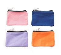 FSSTUD 4 Pcs Small Canvas Coin Purses Zipper Cash Pouches Mini Change Bags Portable Coin Pouches Credit Card ID Card Holder Wallets Multipurpose Plain Blank Makeup Pouches Blue Pink Purple Orange