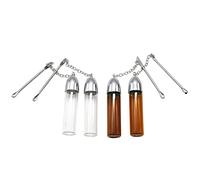 FSSTUD 4 Pcs Small Glass Snuff Bottles Portable Snuff Vials Mini Pill Bottle Empty Pill Case Box Medicine Organizer Container with Spoon