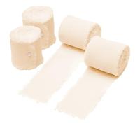 FSSTUD 4 Rolls 4cm Wide Fringe Chiffon Ribbons Gift Wrapping Fringe Ribbon Flower Bouquet Ribbon Wedding Invitation Ribbon Frayed Edge Ribbon Rolls Craft Decorative Ribbon Champagne Color