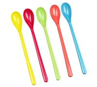 FSSTUD 5 Pcs Colorful Plastic Spoon Lovely Long Mixing Spoons for Jam Honey Coffee Color Random
