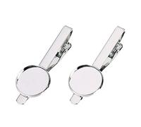 FSSTUD 5 Pcs Copper Tie Pinch Clips Necktie Bar Pins Metal Tie Clasps with Blank Cabochon Bezel Tray 20MM