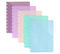 FSSTUD 5 Pcs Plastic Index Dividers with Front Pockets Binder Divider Envelopes Sleeves Discbound Notebook Dividers 9 Disc Planner Inserts Colorful Divider Covers for Office