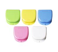 FSSTUD 5 Pcs Portable Breathable Retainer Cases Leak Proof Denture Cases False Teeth Storage Boxes Orthodontic Dental Box Mouth Brace Case for Splint
