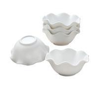 FSSTUD 5 Pcs Small Wavy Ceramic Bowls White Porcelain Dipping Dishes Mini Soy Sauce Plates Seasoning Ketchup Dish Sushi Dip Plate Prep Snack Bowls for Snacks Appetizers