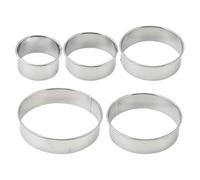 FSSTUD 5 Pcs Stainless Steel Round Cookie Cutters Set Metal Circle Pastry Cutters Assorted Size Biscuit Cutters Donut Cutter Ring Molds Circular Baking Cutters for Bread Sandwiches