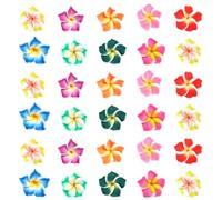 FSSTUD 50 Pcs 15mm Assorted Color Flower Shaped Beads Flower Polymer Clay Beads Plumeria Flower Beads Mini Floral Bead Charms Colorful Floral Spacer Beads Flatback Flower Craft Beads