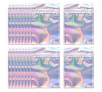 FSSTUD 50 Pcs 6 x 10cm Holographic Zip Lock Bags Clear Mylar Bags Cute Small Plastic Bags Jewelry Ziplock Bags Resealable Foil Pouches Food Storage Pouches