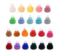 FSSTUD 50 Pcs Mini Knitting Hats Tiny Knit Doll Hats Mini Craft Snowman Hats Little Knitted Hats Miniature Decorative Hats with Pom Pom Christmas Tree Ornaments for DIY Projects