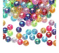 FSSTUD 500 Pcs 10mm Colorful Acrylic Beads AB Color Round Beads Plastic Bubble Beads Sparkly Bracelet Beads Glitter Charm Beads Small Hole Loose Beads for Necklace DIY Crafts