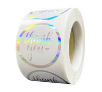 FSSTUD 500 Pcs 3.8cm Thank You Holographic Stickers, Paper, Formal Typography, Indoor Use, Stickers