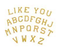 FSSTUD 52 Pcs Small Letter Iron on Patches Alphabet Embroidery Patches Sew on Applique Letters Clothing Embroidered Appliques Art and Crafts Patches Hat Appliques Embellishments for DIY Golden