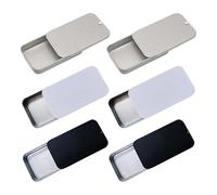 FSSTUD 6 Pcs Metal Slide Top Tin Containers Rectangular Tin Storage Boxes Tiny Rectangle Storage Boxes Empty Solid Perfume Containers Small Tinplate Box for Candies Jewelry Silver White Black