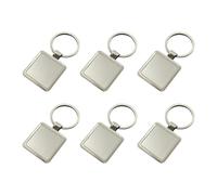 FSSTUD 6 Pcs Solid Metal Key Tags Polished Key Labels Blank Luggage Tags Dog Pet Name Labels Craft Key Chain Tags with Split Key Ring Square