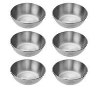 FSSTUD 6 Pcs Stainless Steel Sauce Dishes Small Round Seasoning Bowls Mini Metal Appetizer Dish Condiment Sauce Cups Soy Dip Bowls Sushi Dipping Plates for Home Kitchen Silver