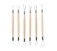 FSSTUD 6 Pcs Wooden Handle Clay Tools Double Ended Wire Loop Sculpting Tools Polymer Clay Carving Tools Pottery Trimming Tools Modeling Clay Spatula Tools Clay Sculpture Set