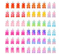 FSSTUD 60 Pcs Gummy Bear Pendants Colourful Bear Charms Small Resin Bear Beads Cartoon Animal Candy Charms Plastic Cute Dangle Charms with Loop for Children