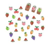 FSSTUD 60 Pcs Small Fruit Nail Art Charms Cabochons Apple Grape Cherry Nail Charms Watermelon Pineapple Carrot Slime Charms Assorted Cute Kawaii Charms DIY Embellishments for Phone Case