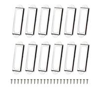 FSSTUD 60 Pcs Small Metal Rectangle Label Holders Library File Drawer Tags File Cabinet Label Frames Name Card Label Holders Vintage Office Card Frame with Screws for Gift Box Lockers Silver