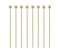 FSSTUD 8 Pcs 11cm Stainless Steel Cocktail Picks Skewers Metal Food Fruit Sticks Mixed Drink Garnish Picks Decorative Appetizer Toothpicks Barware Toothpick Accessories for Wedding Party Golden