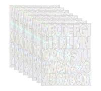 FSSTUD 8 Sheets 2 Inch Holographic Vinyl Letter Number Stickers Water Proof Alphabet Stickers Self Adhesive Mailbox Numbers Large Sticky Alphabet Letters for Windows Doors White