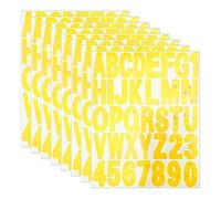 FSSTUD 8 Sheets 2 Inch Holographic Vinyl Letter Number Stickers Water Proof Alphabet Stickers Self Adhesive Mailbox Numbers Large Sticky Alphabet Letters for Windows Doors Yellow