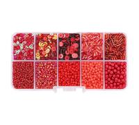 FSSTUD 80G Glass Seed Beads and Loose Sequins Kit Jewelry Making Tube Beads Small Bugle Beads Mini Round Beads Assorted Craft Beads with Storage Box Red