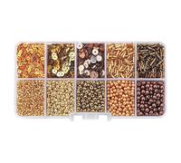 FSSTUD 80G Glass Seed Beads and Loose Sequins Kit Jewelry Making Tube Beads Small Bugle Beads Mini Round Beads Assorted Craft Beads with Storage Box Golden