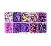 FSSTUD 80G Glass Seed Beads and Loose Sequins Kit Jewelry Making Tube Beads Small Bugle Beads Mini Round Beads Assorted Craft Beads with Storage Box Dark Purple