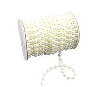 FSSTUD 9 Meters 10 mm Half Round Faux Pearl Strand Bead Garland String Craft Bead Roll Strand Flat Back Bead Roll for Wedding Party Decoration Beige