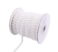 FSSTUD 9 Meters 10 mm Half Round Faux Pearl Strand Bead Garland String Craft Bead Roll Strand Flat Back Bead Roll for Wedding Party Decoration White
