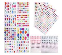 FSSTUD About 1000 Pcs Self Adhesive Rhinestone Stickers Small Heart Star Gem Stickers Assorted Size Craft Gems Face Jewel Stickers Decorative Diamond Stickers for Body Makeup